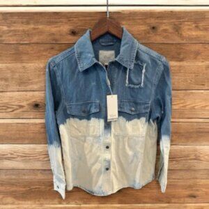 NWT Rails Turner Y2K Bleached Denim Jacket Women's Size XS Distressed 90's Faded